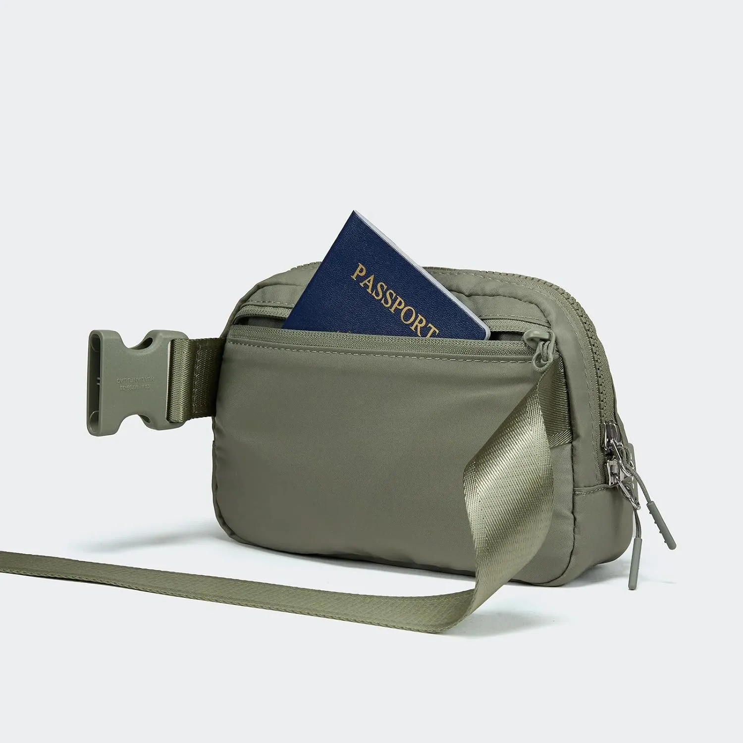 𝗙𝗟𝗬𝗢𝗢𝗞 Unisex Mini 𝗕𝗲𝗹𝘁 𝗕𝗮𝗴 and Extender Strap, Adjustable Strap Nylon Cross Body Sling Bag for Workout, Running, Traveling, Hiking. (Grey Sage)