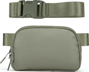 𝗙𝗟𝗬𝗢𝗢𝗞 Unisex Mini 𝗕𝗲𝗹𝘁 𝗕𝗮𝗴 and Extender Strap, Adjustable Strap Nylon Cross Body Sling Bag for Workout, Running, Traveling, Hiking. (Grey Sage)