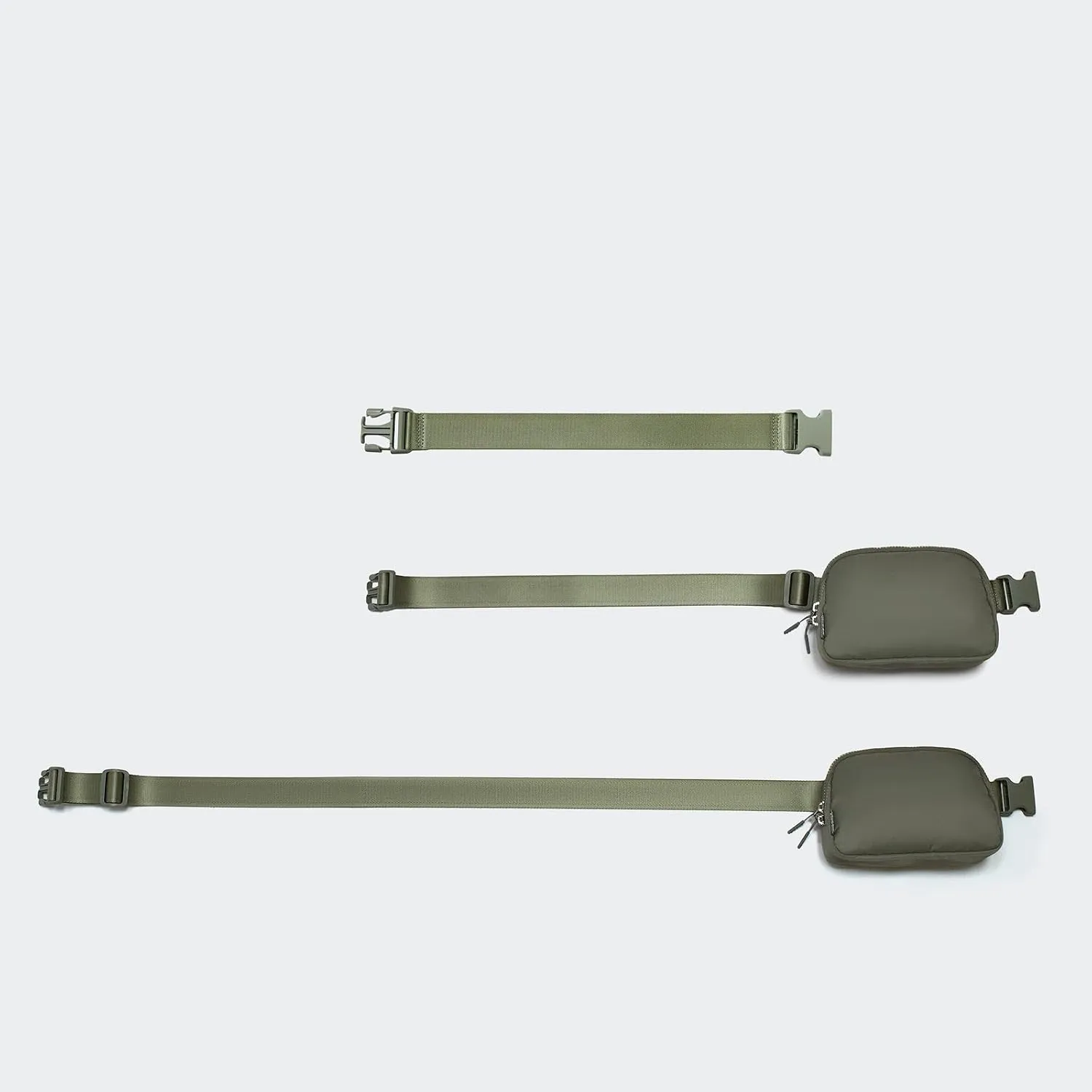 𝗙𝗟𝗬𝗢𝗢𝗞 Unisex Mini 𝗕𝗲𝗹𝘁 𝗕𝗮𝗴 and Extender Strap, Adjustable Strap Nylon Cross Body Sling Bag for Workout, Running, Traveling, Hiking. (Grey Sage)