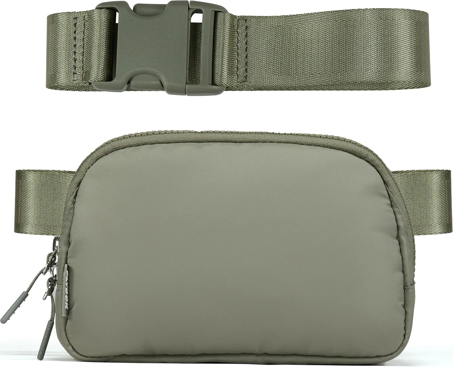 𝗙𝗟𝗬𝗢𝗢𝗞 Unisex Mini 𝗕𝗲𝗹𝘁 𝗕𝗮𝗴 and Extender Strap, Adjustable Strap Nylon Cross Body Sling Bag for Workout, Running, Traveling, Hiking. (Grey Sage)