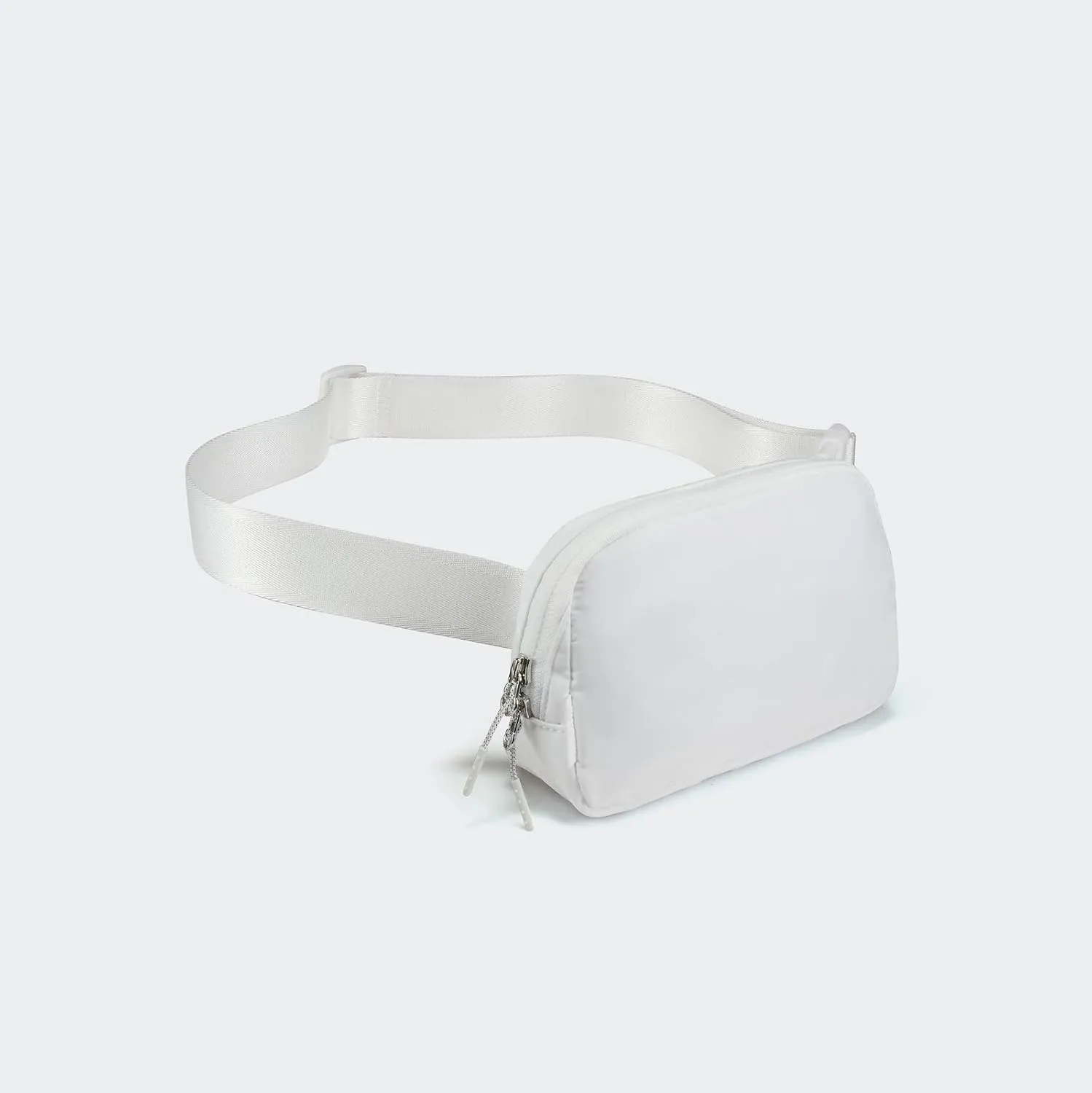 𝗙𝗟𝗬𝗢𝗢𝗞 Unisex Mini 𝗕𝗲𝗹𝘁 𝗕𝗮𝗴 and Extender Strap, Adjustable Strap Nylon Cross Body Sling Bag for Workout, Running, Traveling, Hiking. (White)