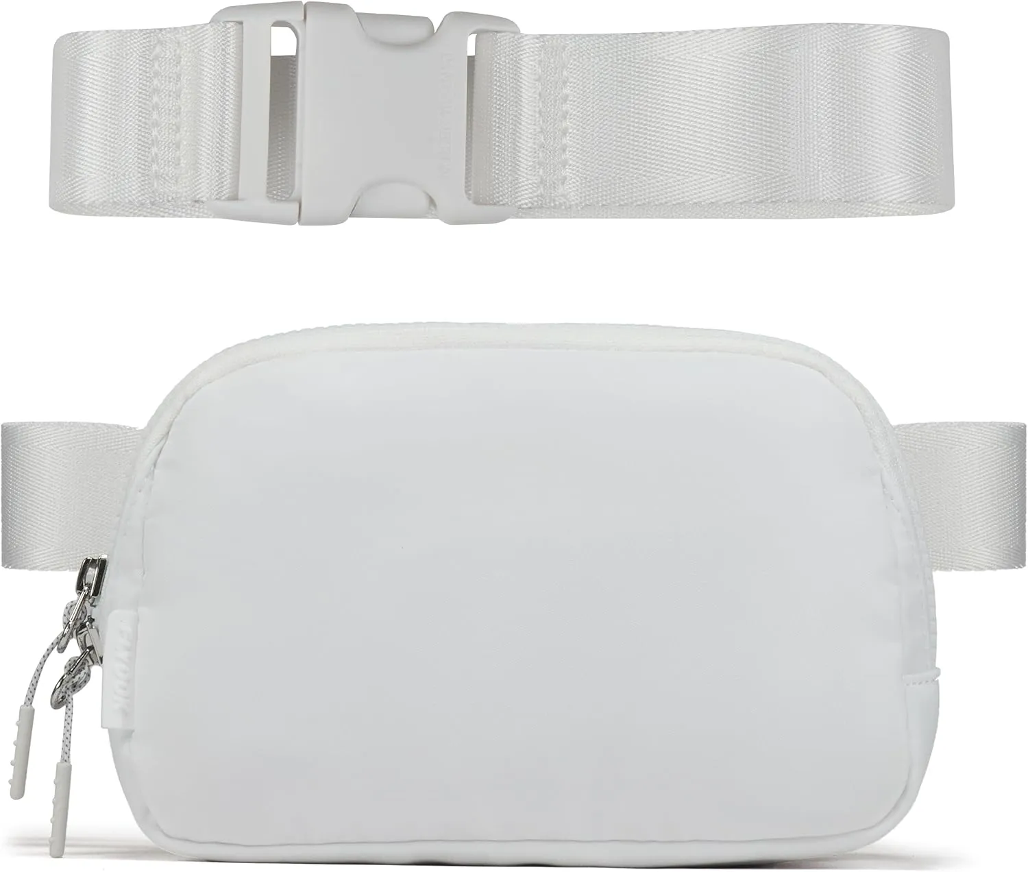 𝗙𝗟𝗬𝗢𝗢𝗞 Unisex Mini 𝗕𝗲𝗹𝘁 𝗕𝗮𝗴 and Extender Strap, Adjustable Strap Nylon Cross Body Sling Bag for Workout, Running, Traveling, Hiking. (White)