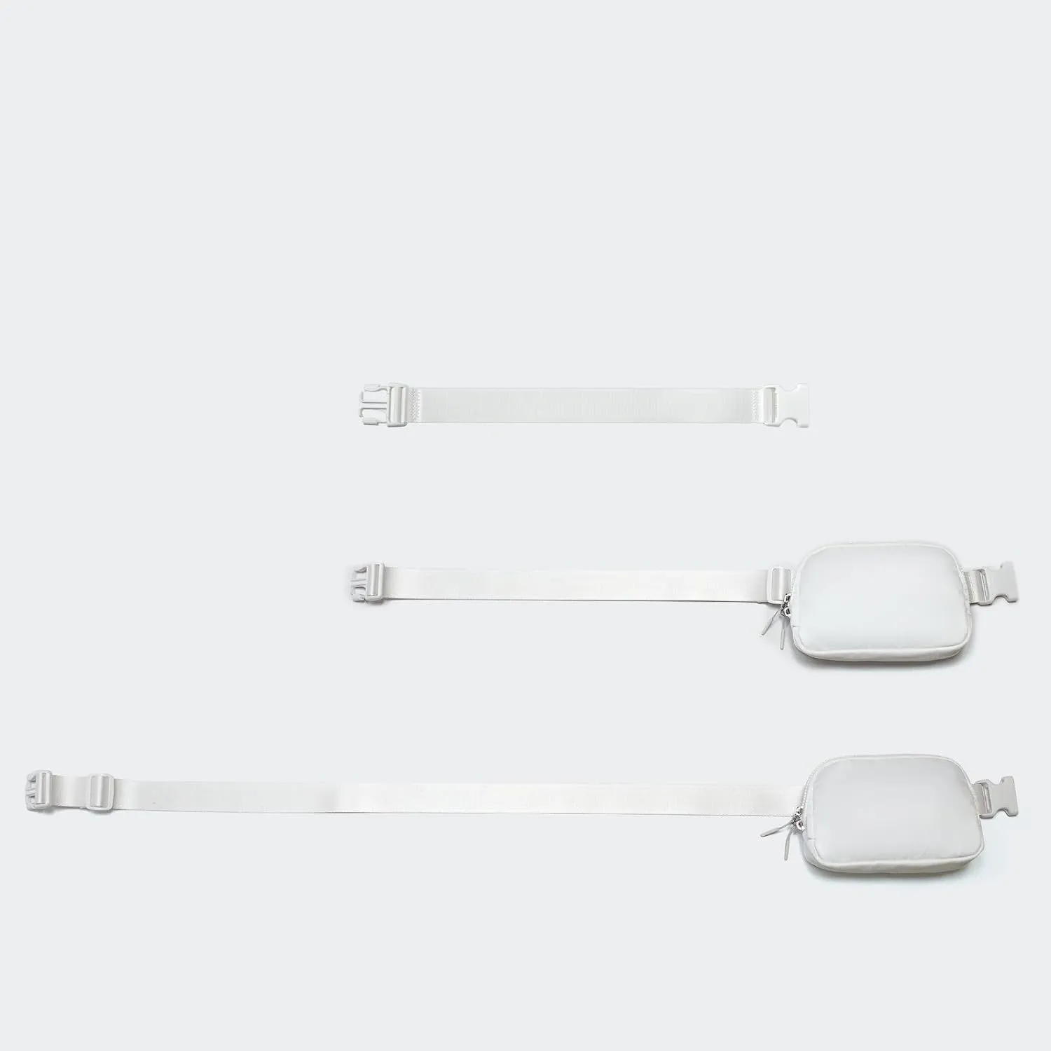 𝗙𝗟𝗬𝗢𝗢𝗞 Unisex Mini 𝗕𝗲𝗹𝘁 𝗕𝗮𝗴 and Extender Strap, Adjustable Strap Nylon Cross Body Sling Bag for Workout, Running, Traveling, Hiking. (White)