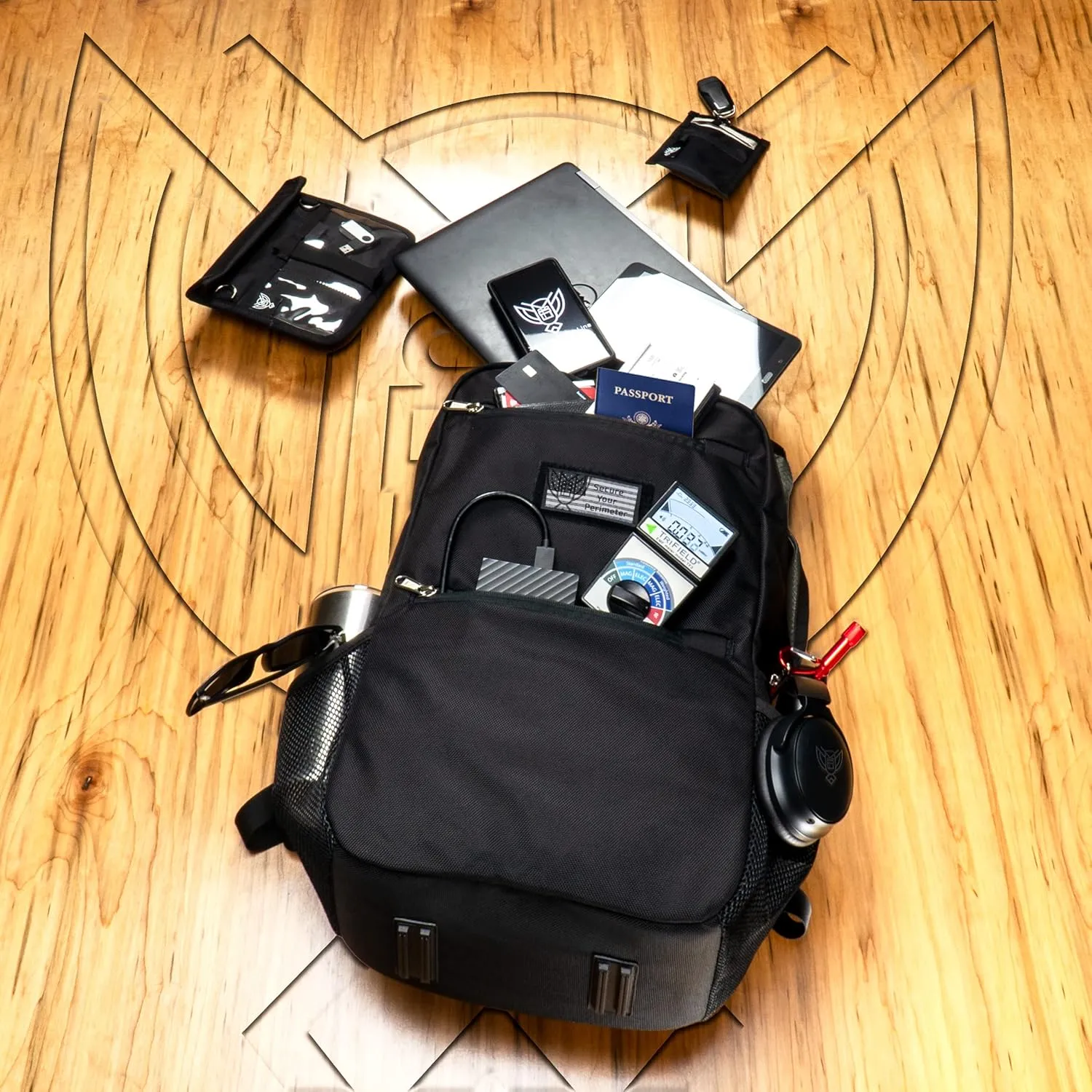 ~ Xecutive Transport Faraday Backpack/Small LITE Faraday Bag Combo ~ Shoulder Strap Included ~ Tracking/Hacking Defense ~ Stone