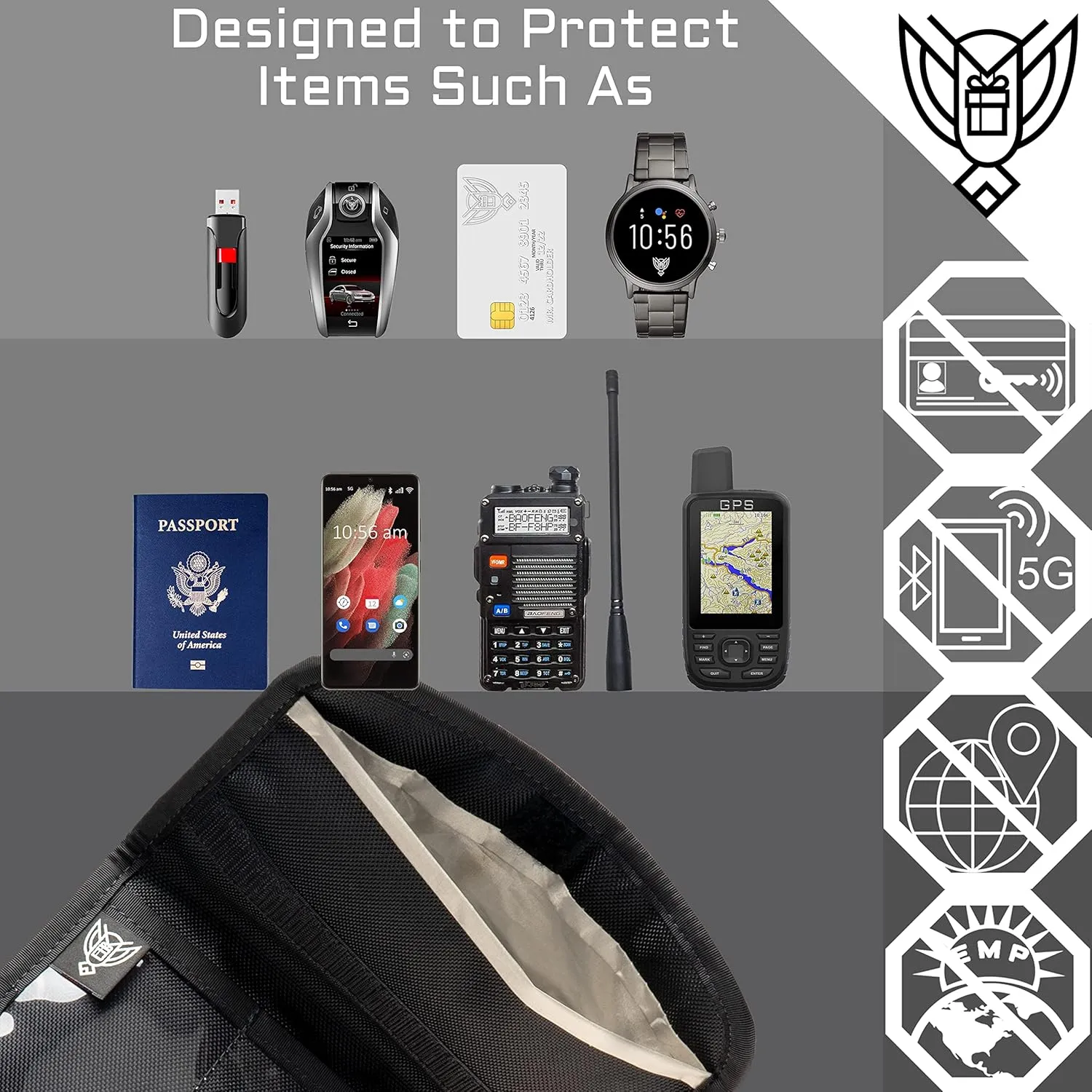 ~ Xecutive Transport Faraday Backpack/Small LITE Faraday Bag Combo ~ Shoulder Strap Included ~ Tracking/Hacking Defense ~ Stone