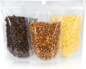 100 PCS Resealable Bags, 5.9 x 8.66 Inch Clear Stand Up Pouch Bags, Zipper Lock Food Storage Bags for Packaging Treat, Candy, Snack, Spices, Herbs and Pet Food
