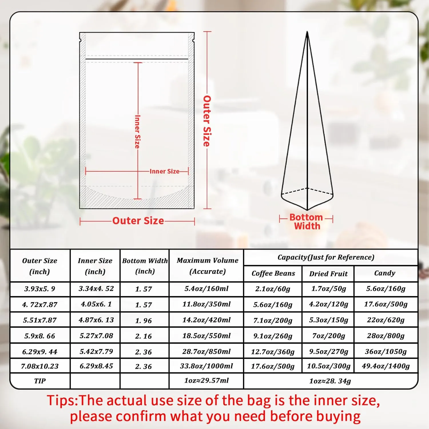 100 PCS Resealable Bags, 5.9 x 8.66 Inch Clear Stand Up Pouch Bags, Zipper Lock Food Storage Bags for Packaging Treat, Candy, Snack, Spices, Herbs and Pet Food
