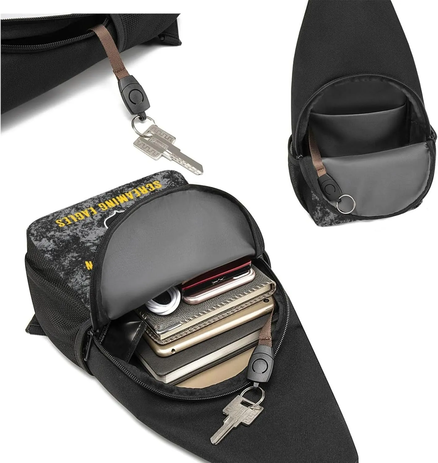101st Airborne Division Screaming Sling Bag Crossbody Backpack Shoulder Casual Daypack Bags for Men