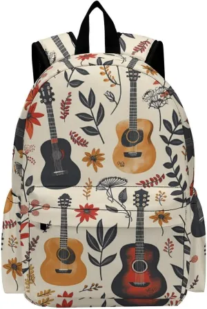 16 Inch Backpack Country Music Fall Guitar Laptop Backpack School Bookbag Shoulder Bag Casual Daypack