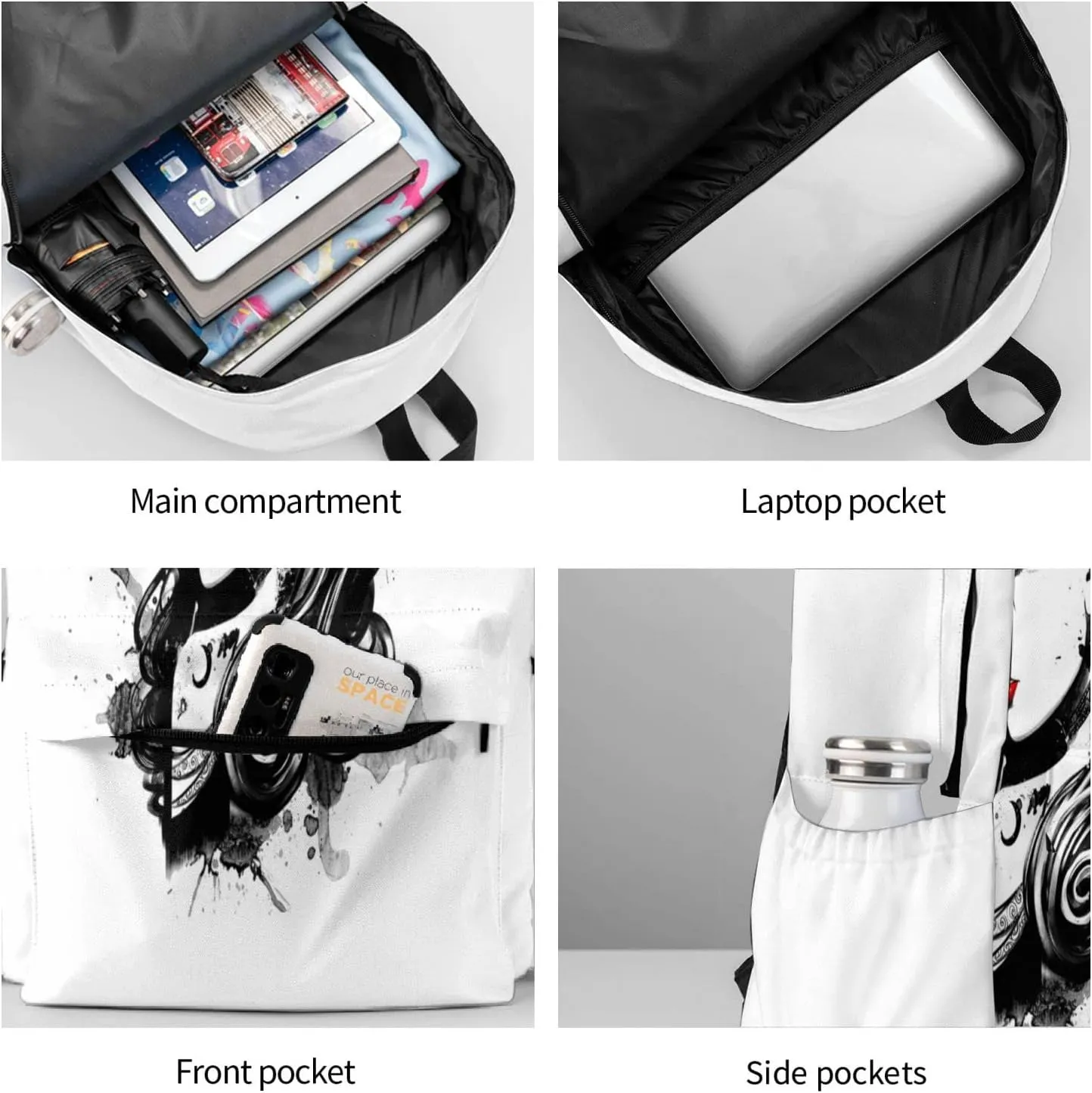 17 inch Backpack Vintage Big Hat Witch Laptop Backpack School Bookbag Shoulder Bag Casual Daypack