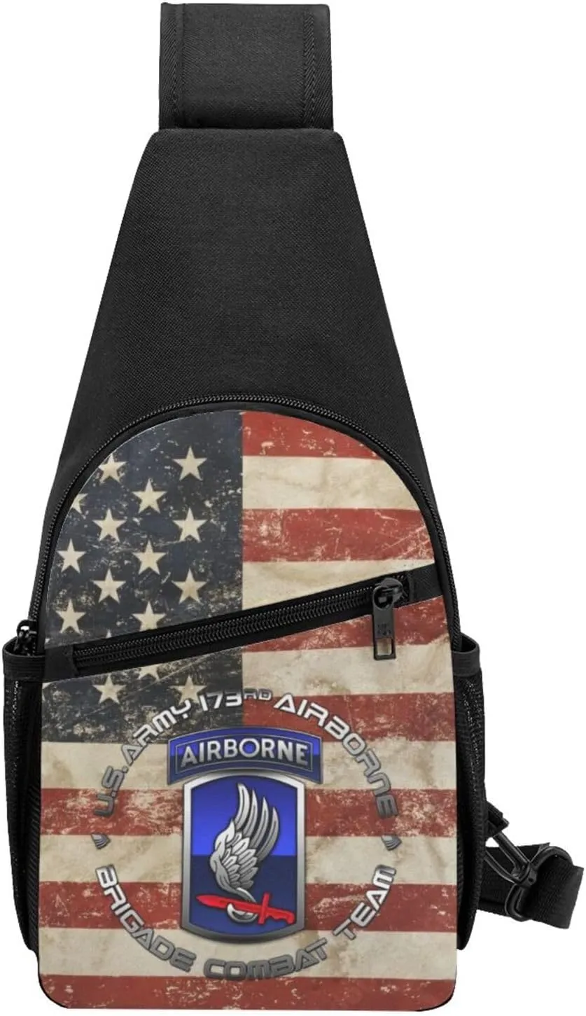173 Airborne Brigade SSI Sling Bag Crossbody Backpack Shoulder Casual Daypack Bags for Men