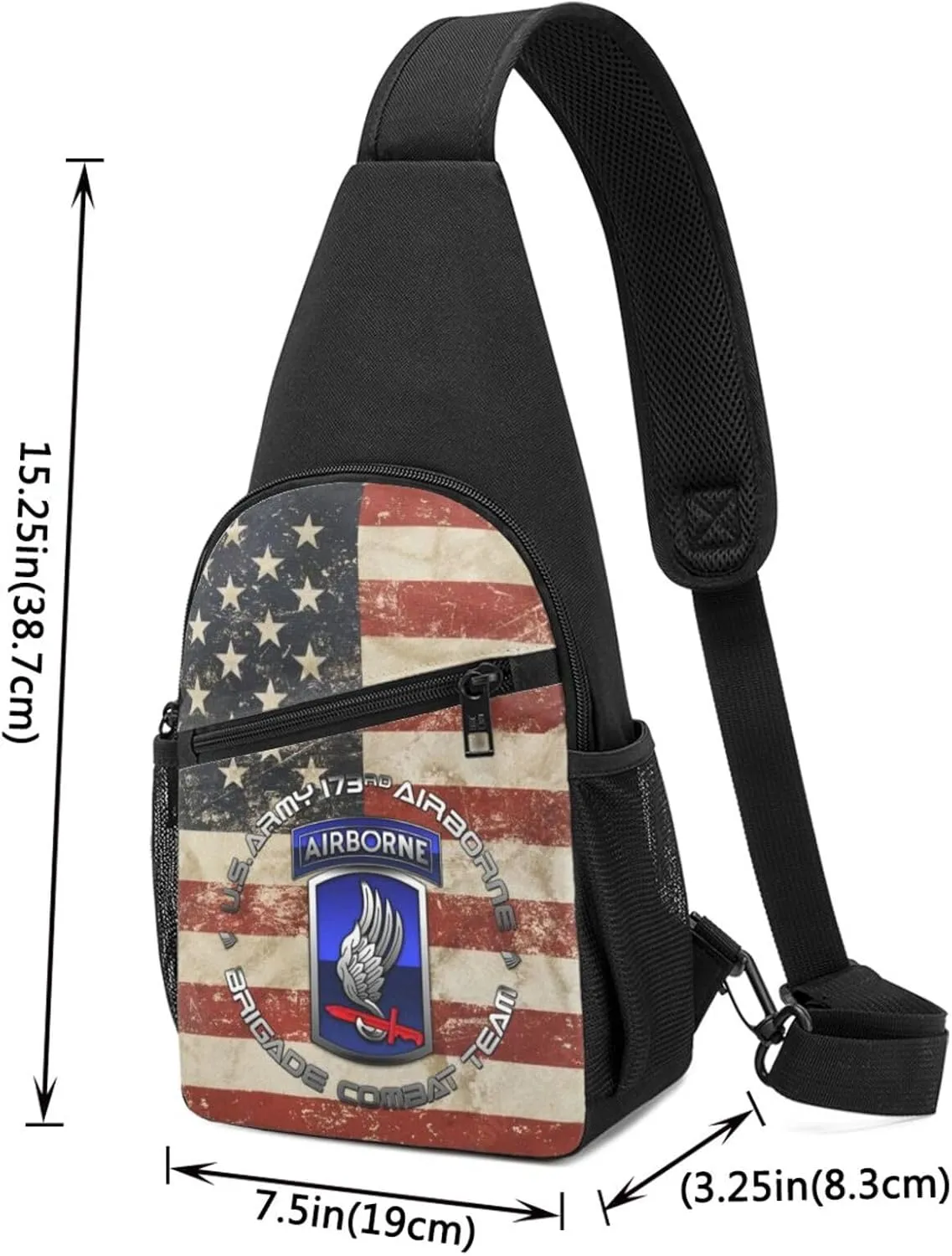 173 Airborne Brigade SSI Sling Bag Crossbody Backpack Shoulder Casual Daypack Bags for Men