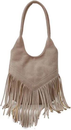 1pcs Faux Suede Shoulder Bag Hobo Tassel Messenger Bag Women Fringe Hippie Cross body Bag