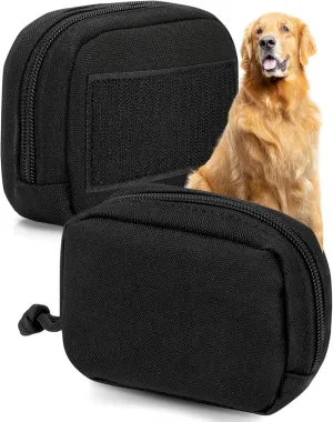 2 Pack MOLLE Pouches for DOG Harness - Tactical Backpack Harness BAG for Carrying Treats, Poop Bags, Keys & More (Black)