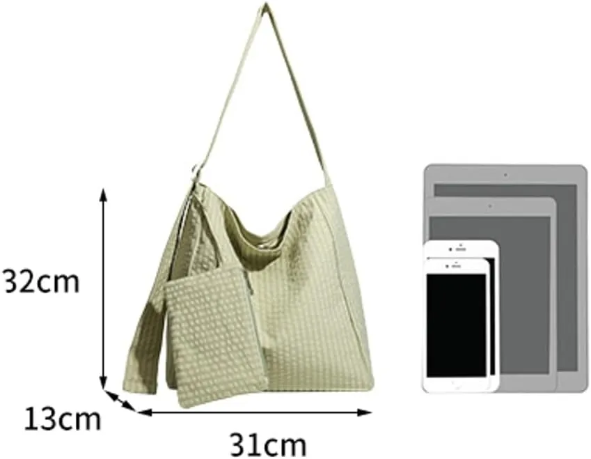 2 PCS Nylon Hobo Crossbody Bags Women 2025 Shoulder Bag Satchel Casual Work Travel Tote Handbags Adjustable Strap