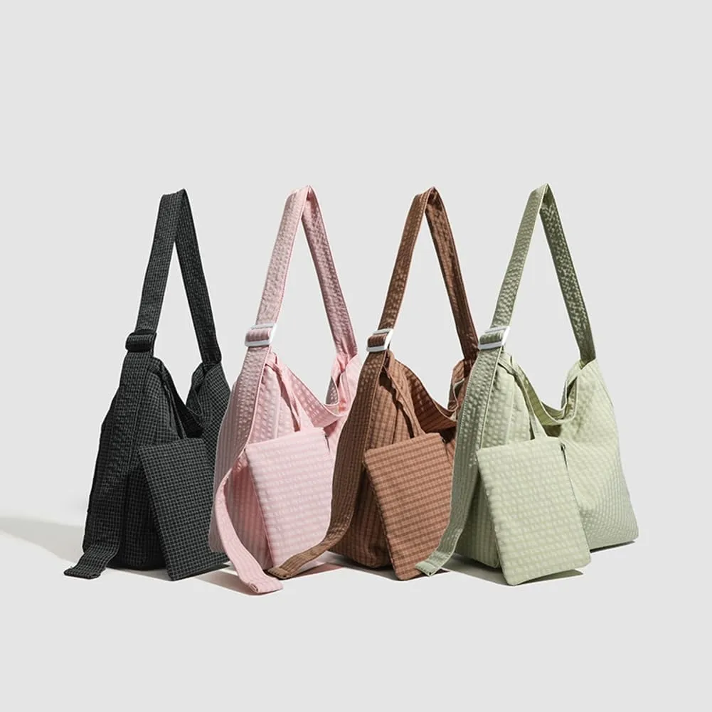 2 PCS Nylon Hobo Crossbody Bags Women 2025 Shoulder Bag Satchel Casual Work Travel Tote Handbags Adjustable Strap