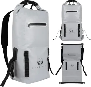 20L Dry Bag - Roll Top & Roll Bottom Lightweight Waterproof Backpack w/ 2 Compartments - Kayak Accessories w/Cooler for Food & Drinks - Waterproof Boat Bag for Outdoors - Grey Dry Backpack