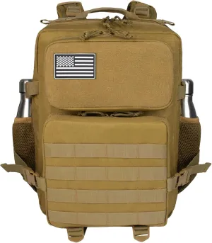 25L Small Military Tactical Backpack For Men Woman Molle Army Pack Survival Bug Out Bag Hiking Rucksack Gym Backpacks With Bottle Holder Outdoor Camping Work Daypack Khaki