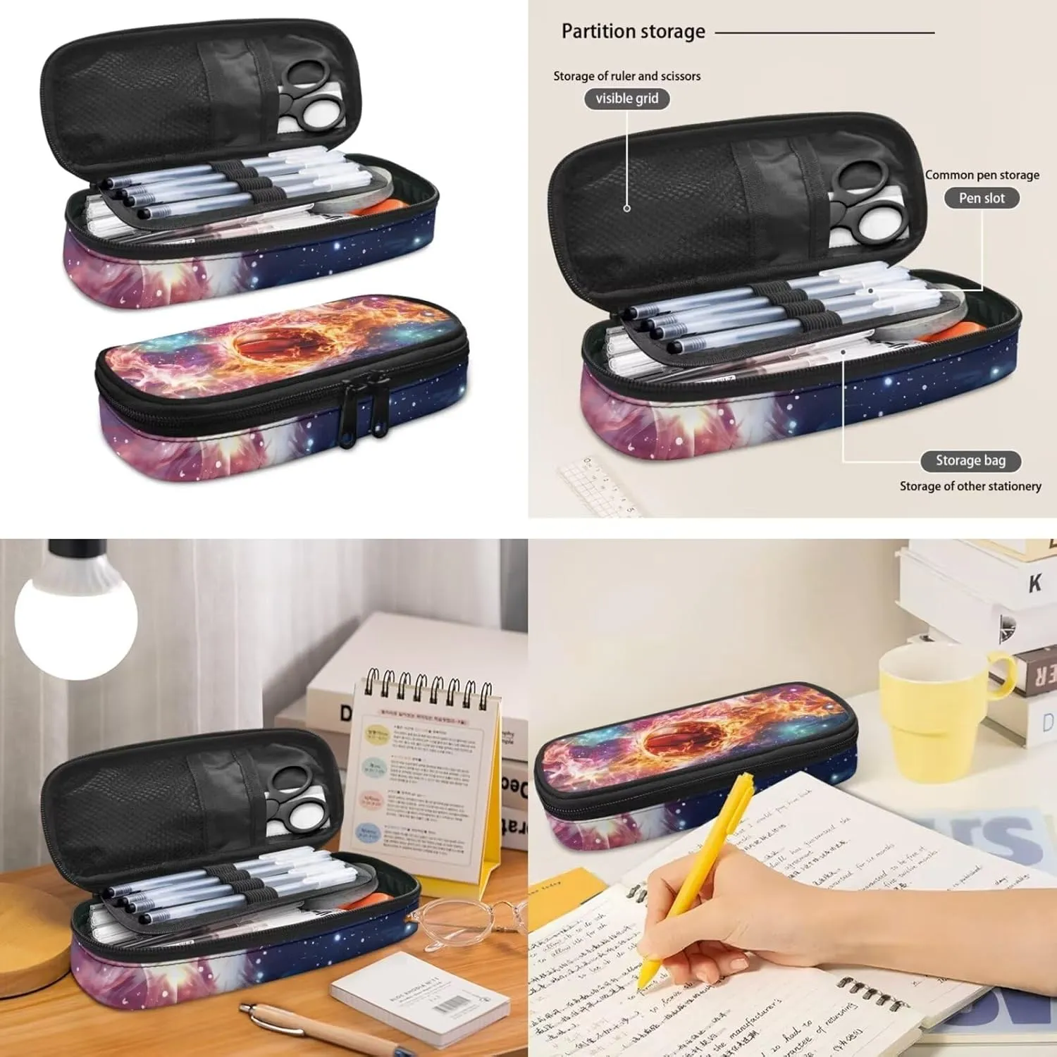 3 In 1 School Bag Set for Boys Basketball Fire Backpack Satchel with Lunch Bag Pencil Case Set Elementary School Bookbag Shoulder Bags Rucksack