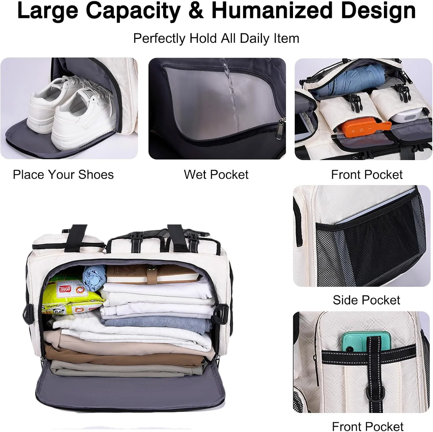 3 in 1 Sports Gym Bag for Women Crossbody Shoulder Bag Men Backpack Weekender Overnight Travel Flight-Approved Duffle Bags with Shoe Compartment & Dry Wet Separation Tote Handbags Yellow