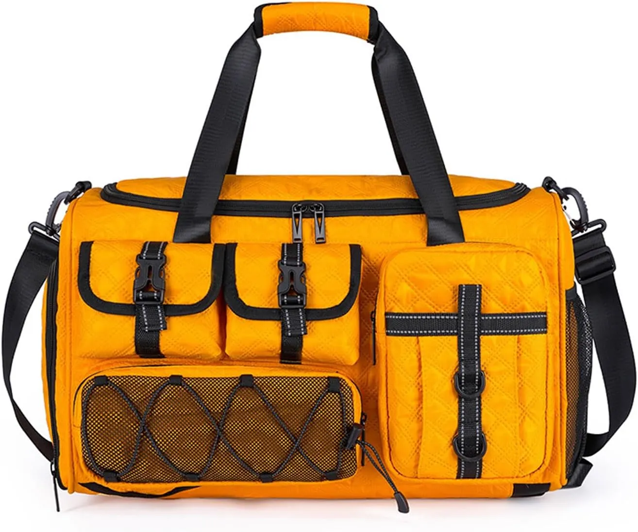 3 in 1 Sports Gym Bag for Women Crossbody Shoulder Bag Men Backpack Weekender Overnight Travel Flight-Approved Duffle Bags with Shoe Compartment & Dry Wet Separation Tote Handbags Yellow