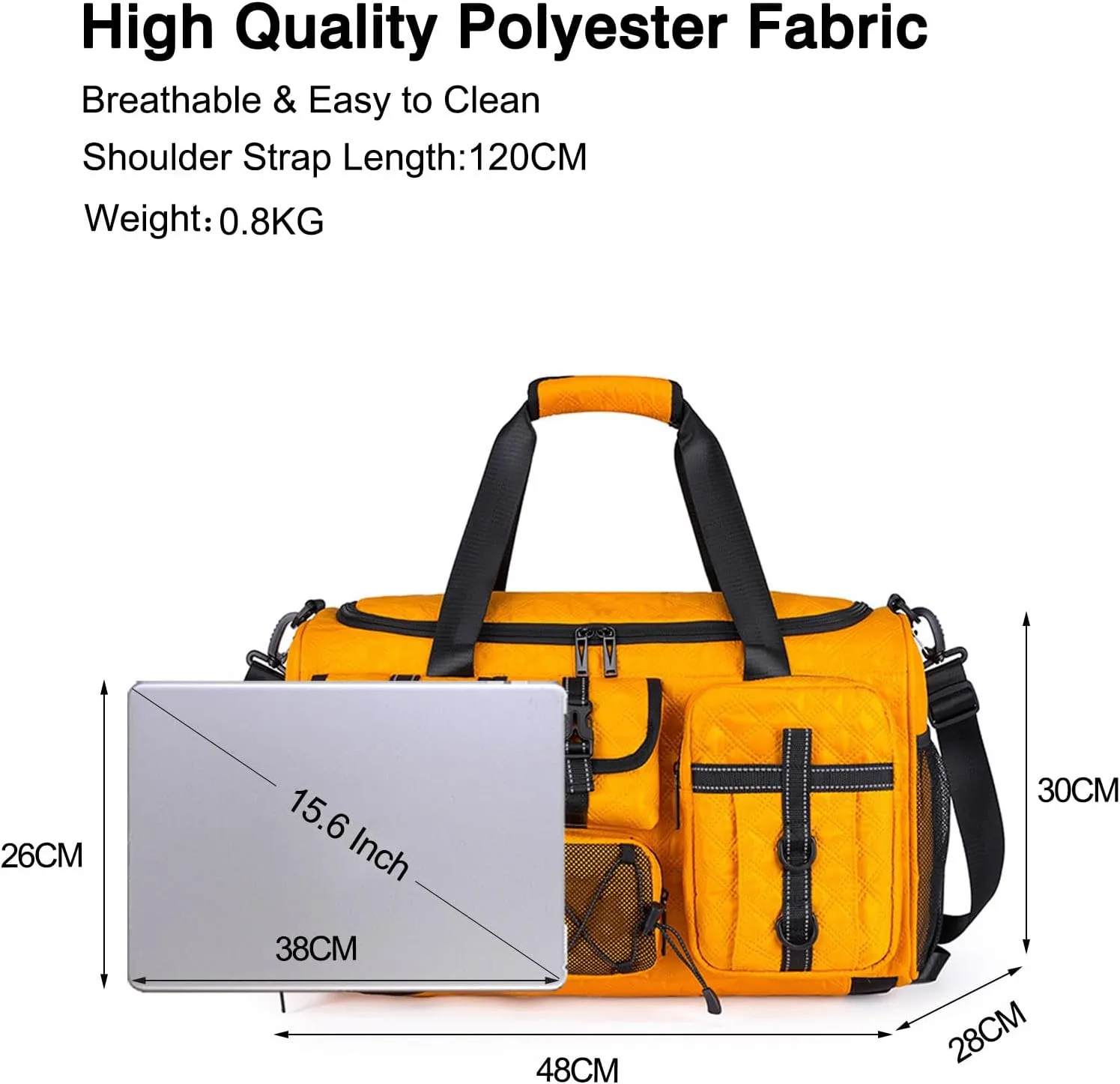 3 in 1 Sports Gym Bag for Women Crossbody Shoulder Bag Men Backpack Weekender Overnight Travel Flight-Approved Duffle Bags with Shoe Compartment & Dry Wet Separation Tote Handbags Yellow