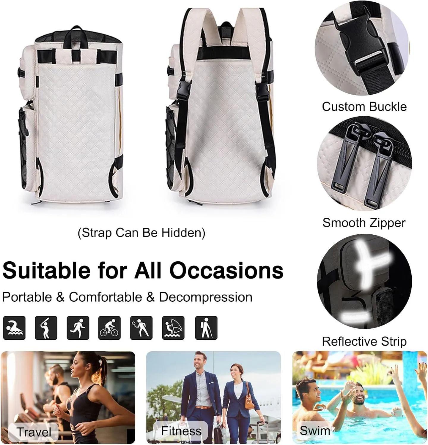 3 in 1 Sports Gym Bag for Women Crossbody Shoulder Bag Men Backpack Weekender Overnight Travel Flight-Approved Duffle Bags with Shoe Compartment & Dry Wet Separation Tote Handbags Yellow