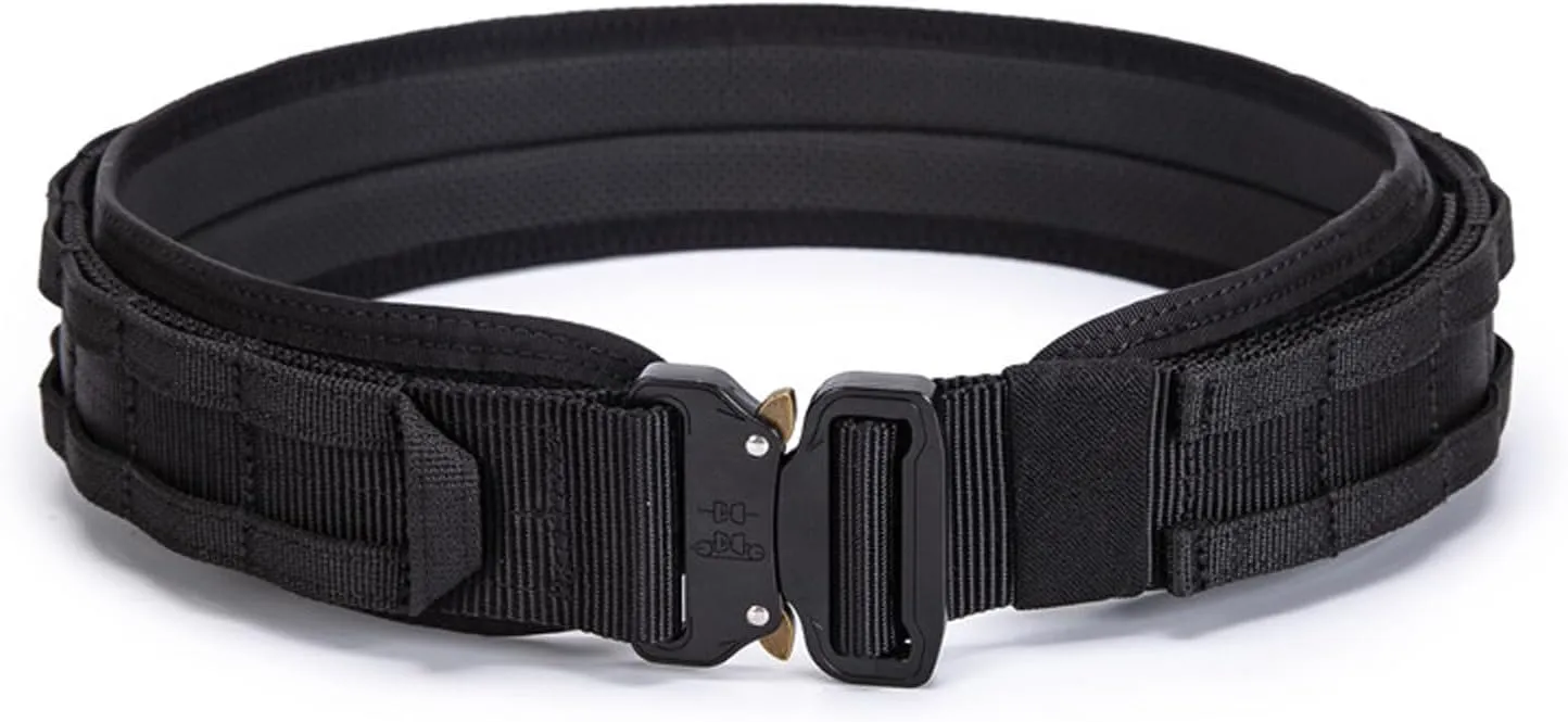 3 Layer Tactical Belt 1.75 inch - Quick Release Padded Molle System for Men 1000D Nylon Webbing Alloy Buckle Utility
