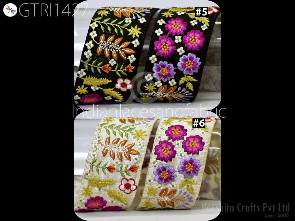 3 Yard Embroidered 6cm Fabric Trim  Decorative Indian Embroidery Embellishments Tapes DIY Crafting Sewing Saree Ribbons Sari Border Clutches