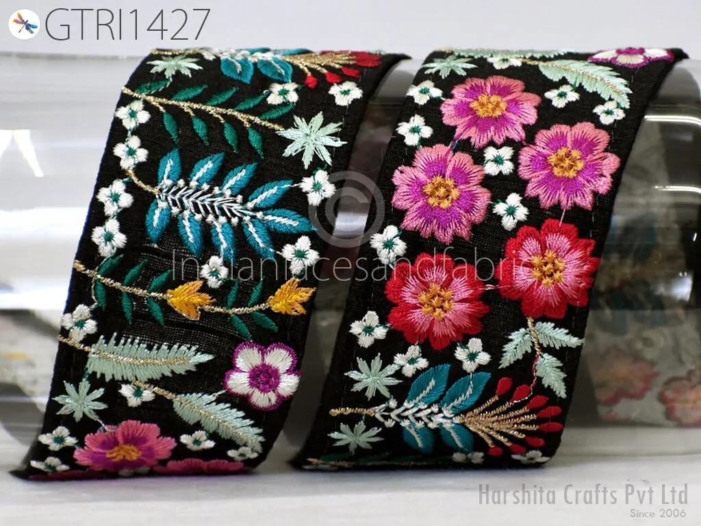 3 Yard Embroidered 6cm Fabric Trim  Decorative Indian Embroidery Embellishments Tapes DIY Crafting Sewing Saree Ribbons Sari Border Clutches