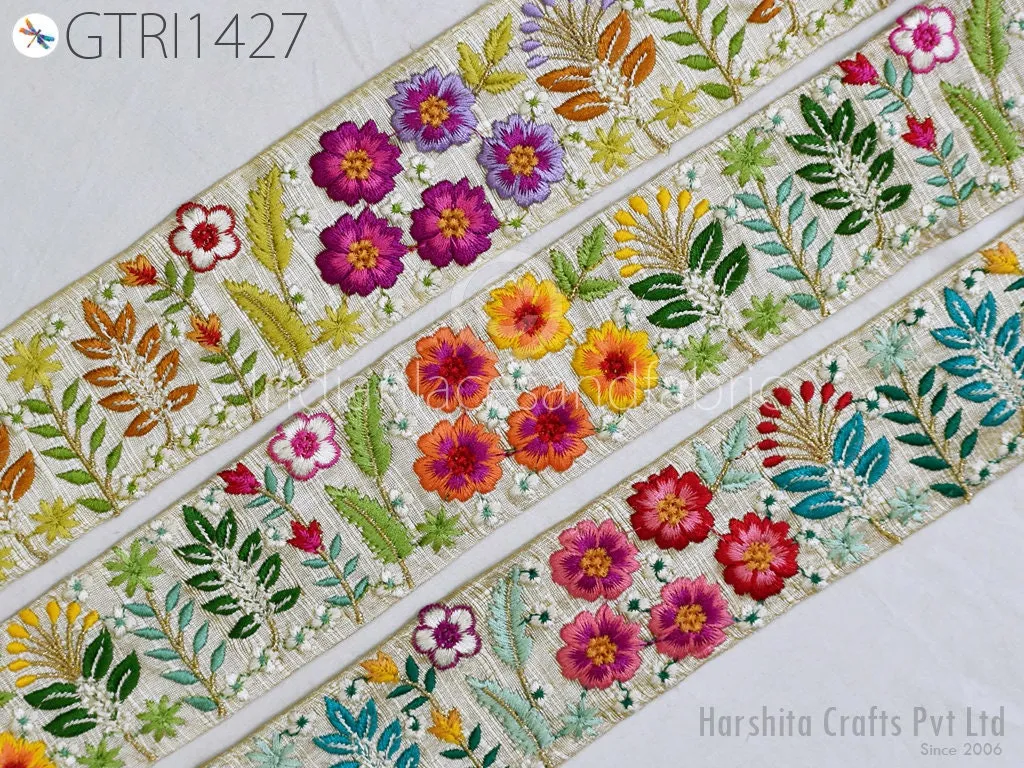 3 Yard Embroidered 6cm Fabric Trim  Decorative Indian Embroidery Embellishments Tapes DIY Crafting Sewing Saree Ribbons Sari Border Clutches