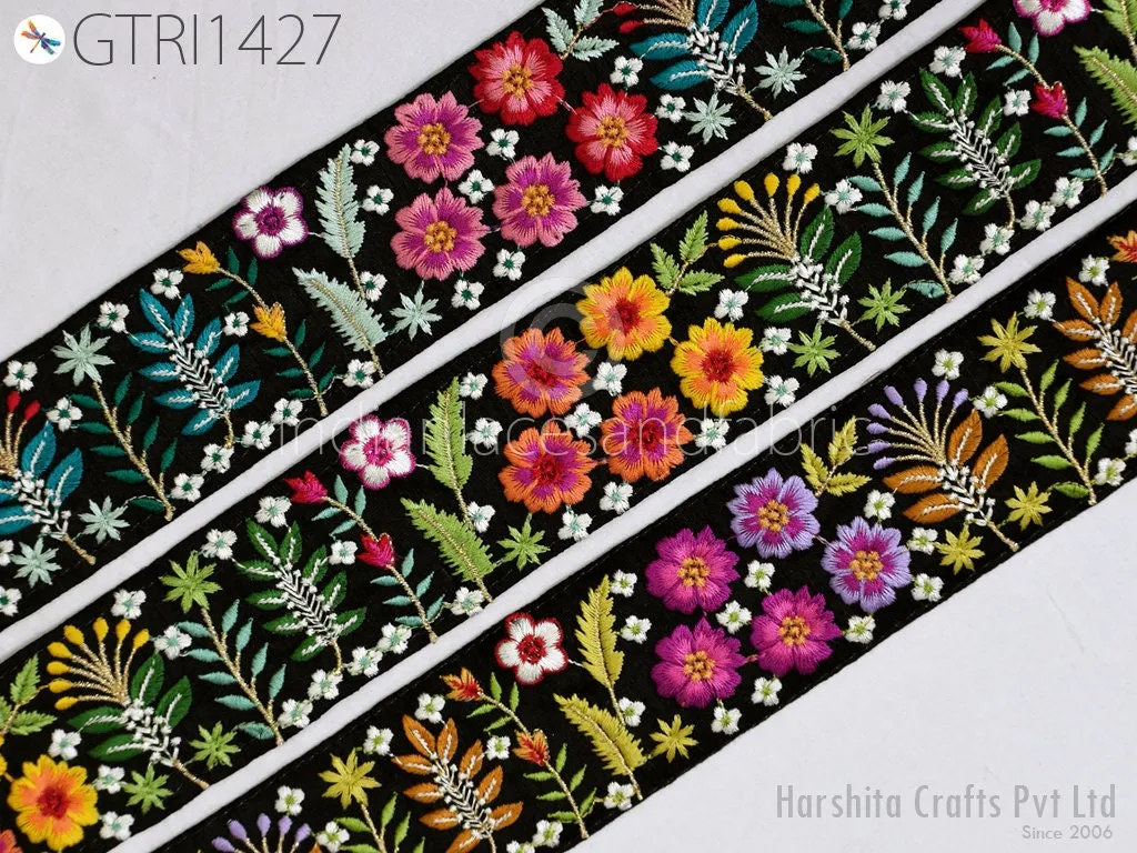 3 Yard Embroidered 6cm Fabric Trim  Decorative Indian Embroidery Embellishments Tapes DIY Crafting Sewing Saree Ribbons Sari Border Clutches