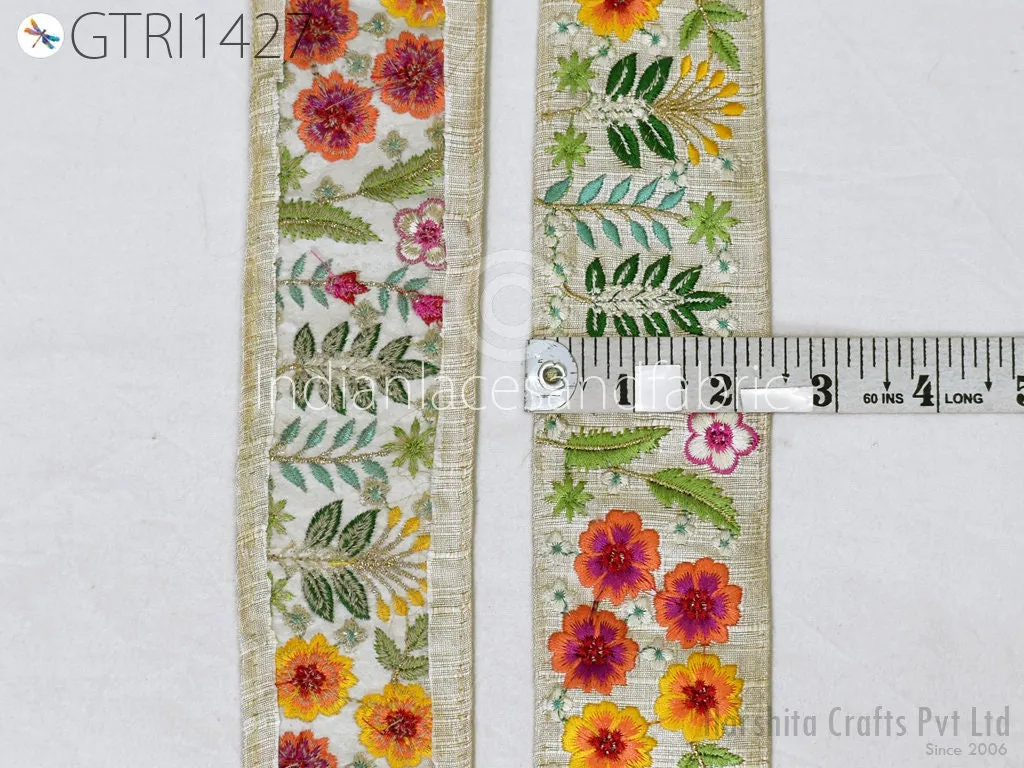 3 Yard Embroidered 6cm Fabric Trim  Decorative Indian Embroidery Embellishments Tapes DIY Crafting Sewing Saree Ribbons Sari Border Clutches