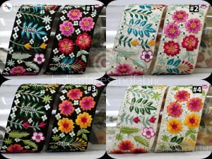 3 Yard Embroidered 6cm Fabric Trim  Decorative Indian Embroidery Embellishments Tapes DIY Crafting Sewing Saree Ribbons Sari Border Clutches