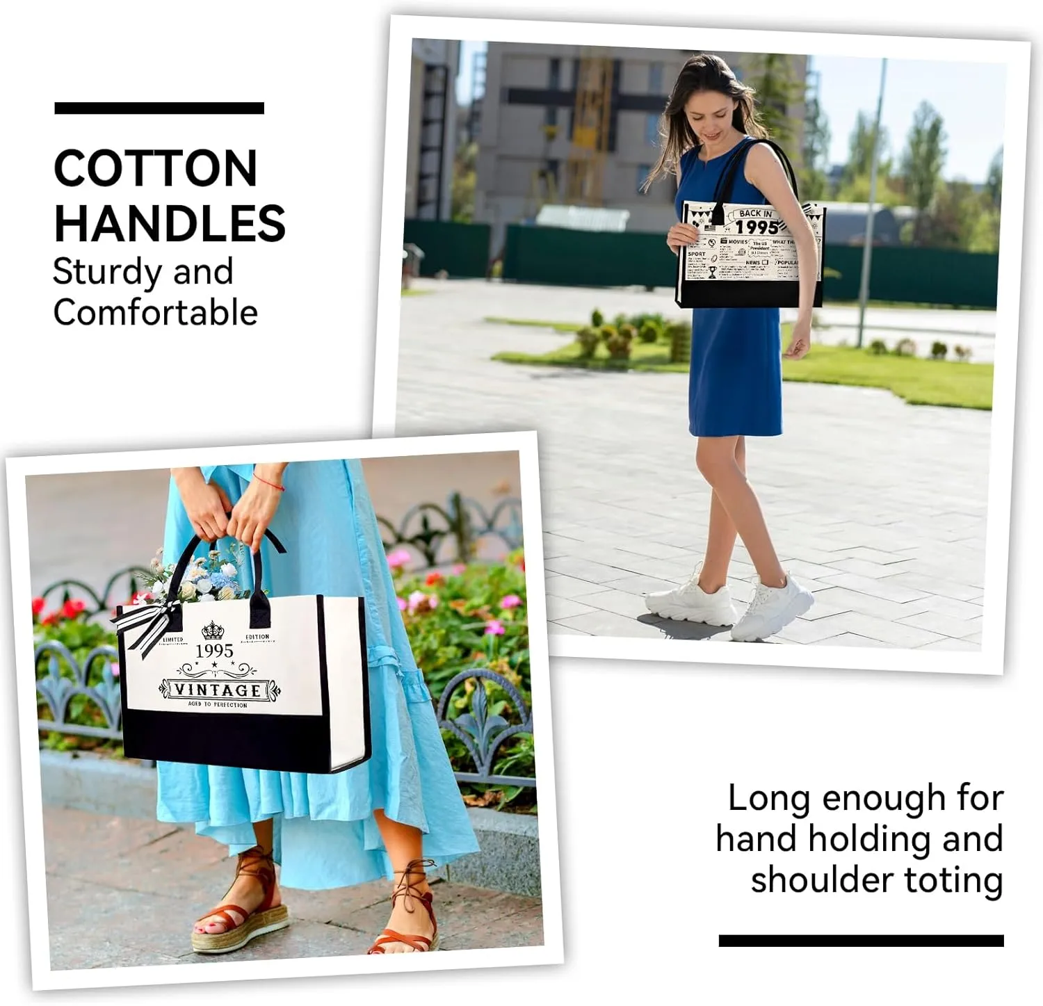 30th Birthday Gifts for Women Her- 4 pcs, Turning 30 Year Old Gifts, Birthday Decorations Canvas Beach Tote Bag & Makeup Bag, Unique Happy 30th Birthday for Her Mom Wife Friends