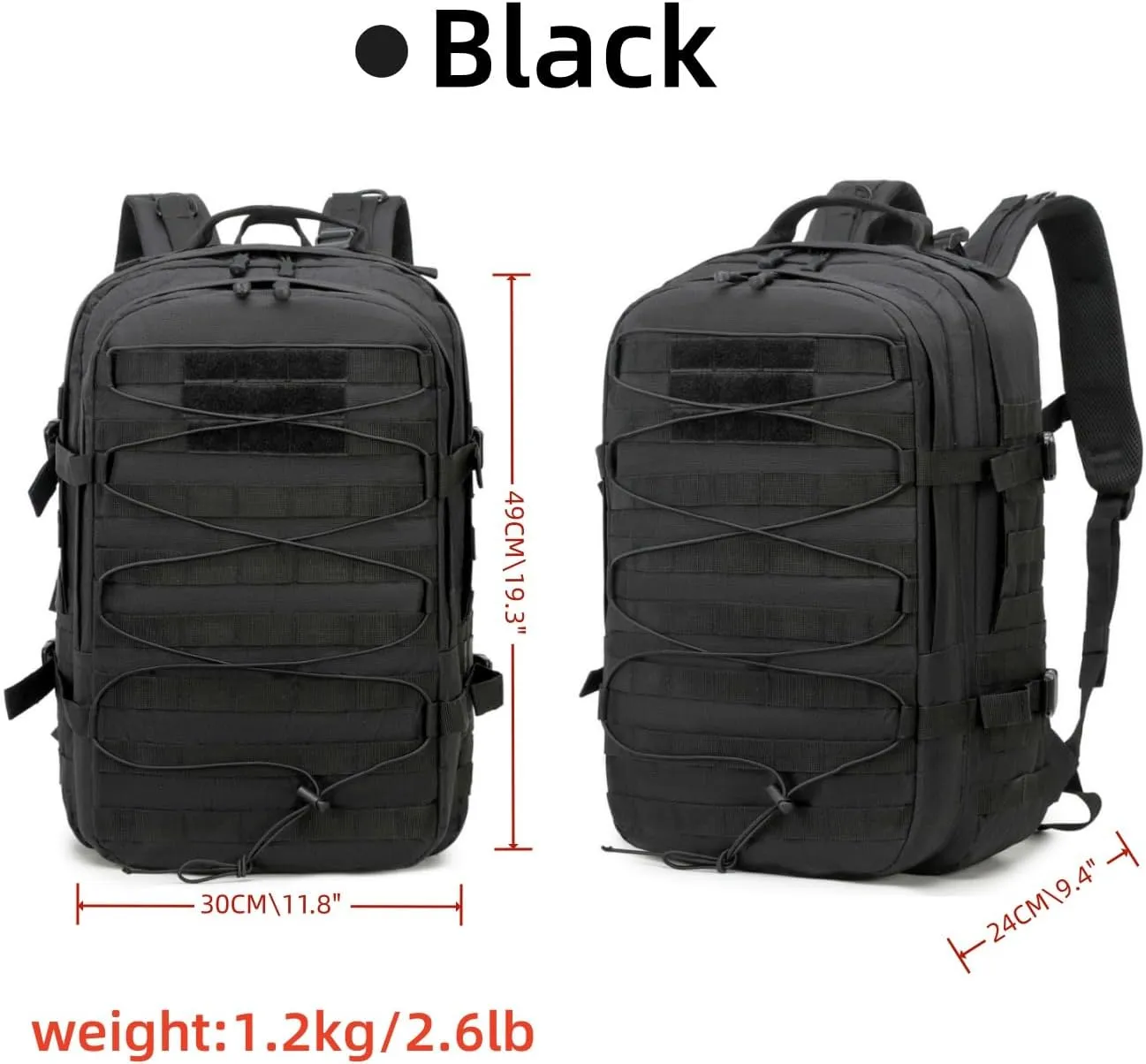 35L tactical assault backpack, military backpacks,heavy duty zipper，outdoor canvas Knapsack,climbing/camping/hiking backpack,water resistant,Rucksack (Black)