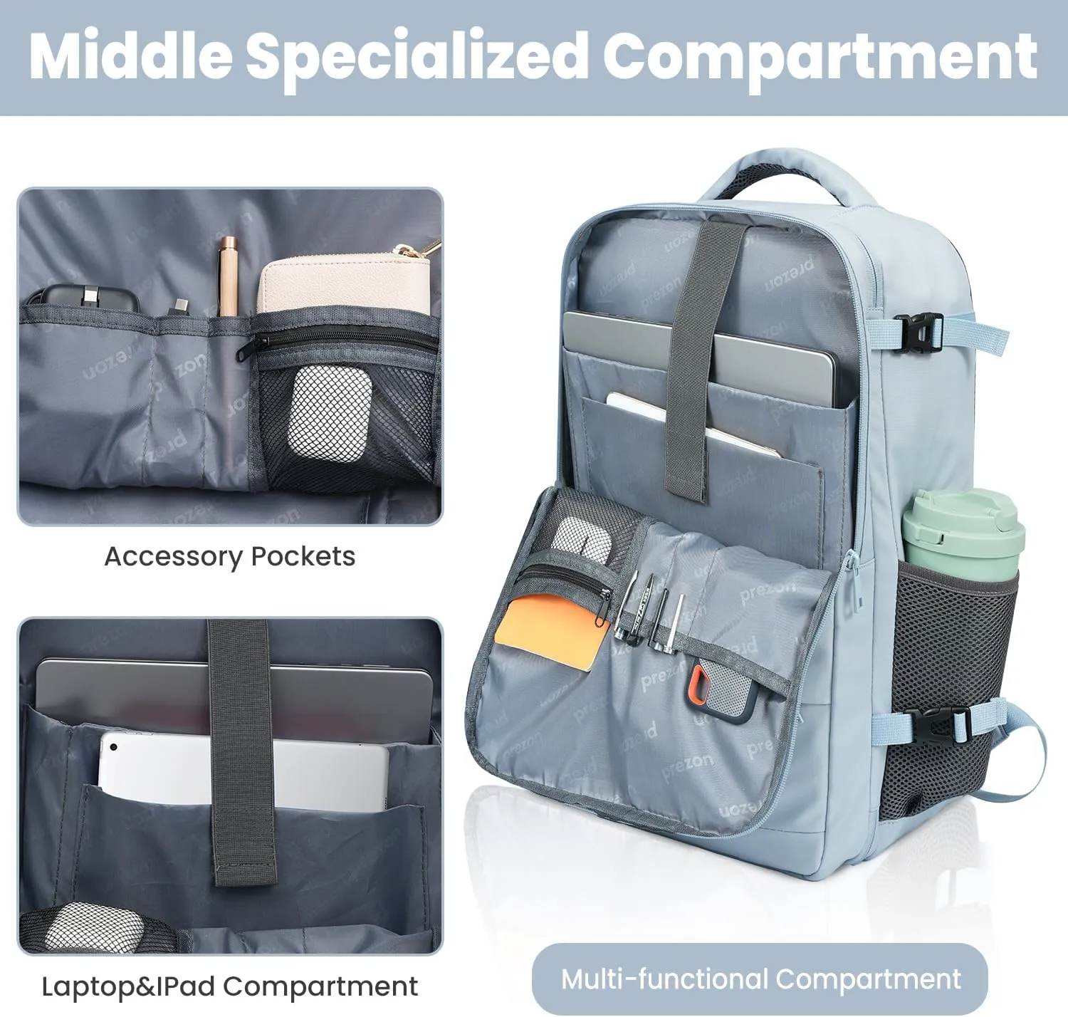 35L Travel Backpack | 180° All-Open Design | Multi-Pockets | Airline Approved Carry on |15.6 inch Laptop Compartment | USB Port |Perfect for Travel Business College Bookbags | Men Women, Blue