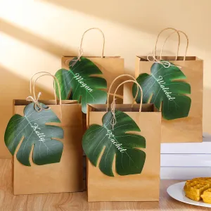 36 Set Bachelorette Gift Bags Bulk Luau Gift Bags with Palm Leaves Hawaiian Tropical Party Supplies Artificial Monstera Kraft Paper Bridesmaid Party Favors for Wedding Hawaiian