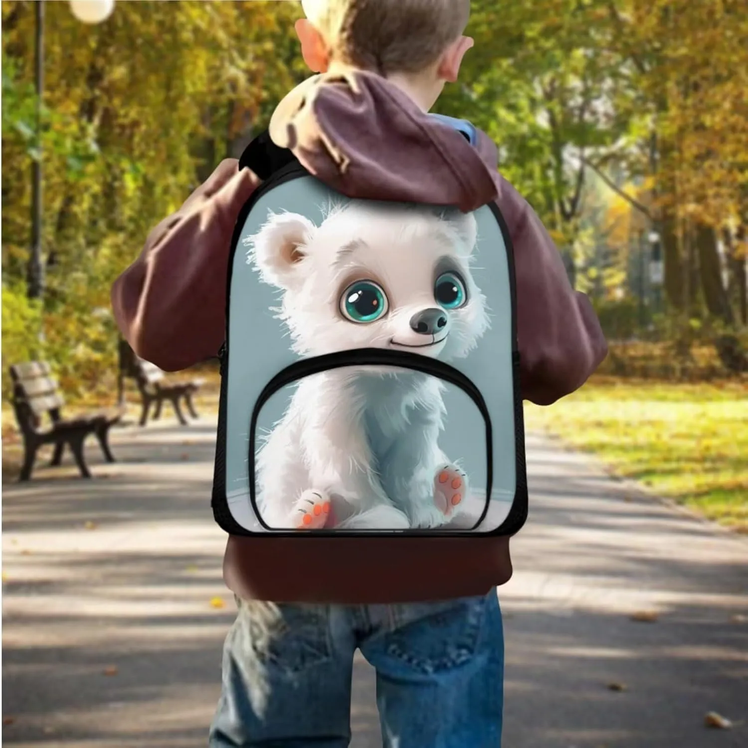 3D Bear Backpack for Girls 4-6 Fashion Kid's Mini Backpack 12 inch Backpack 3PCS School Backpack Set for Preschool Kindergarten Children Travel Bag for Toddler Boys Girls Age 1-5