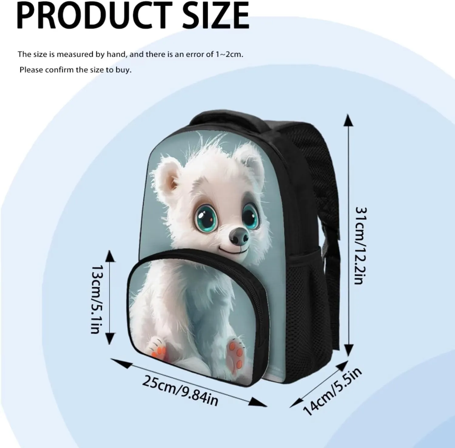 3D Bear Backpack for Girls 4-6 Fashion Kid's Mini Backpack 12 inch Backpack 3PCS School Backpack Set for Preschool Kindergarten Children Travel Bag for Toddler Boys Girls Age 1-5