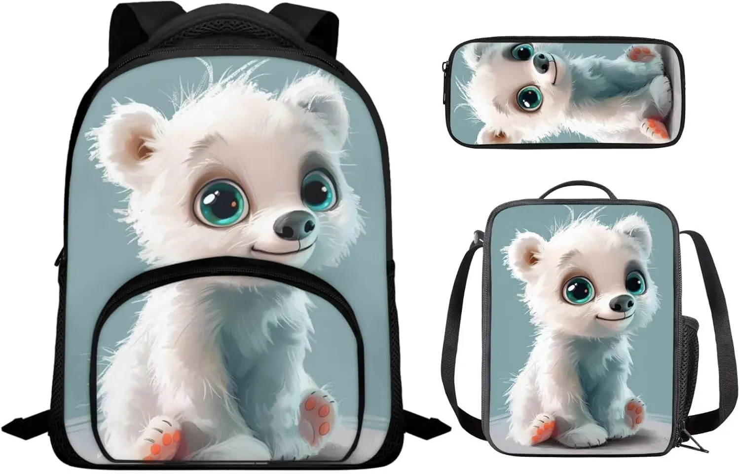 3D Bear Backpack for Girls 4-6 Fashion Kid's Mini Backpack 12 inch Backpack 3PCS School Backpack Set for Preschool Kindergarten Children Travel Bag for Toddler Boys Girls Age 1-5