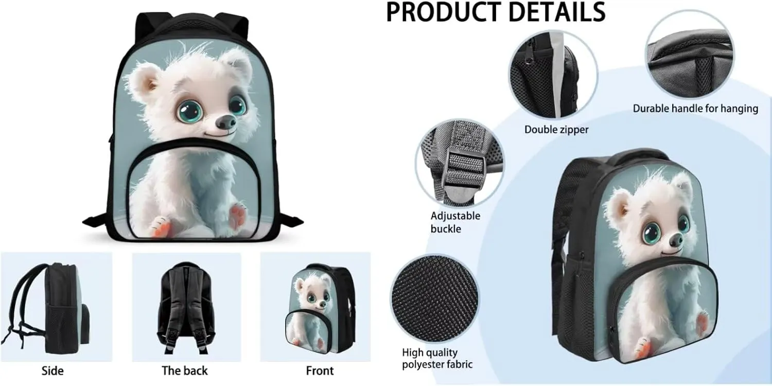3D Bear Backpack for Girls 4-6 Fashion Kid's Mini Backpack 12 inch Backpack 3PCS School Backpack Set for Preschool Kindergarten Children Travel Bag for Toddler Boys Girls Age 1-5