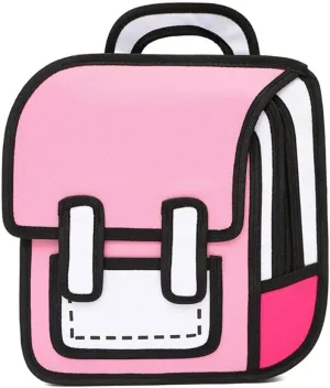 3D Jump Style Kawaii Backpack Sketch Cute Cartoon 2D Drawing from Comic Paper Anime School Supplies Fun Daypack (Pink)