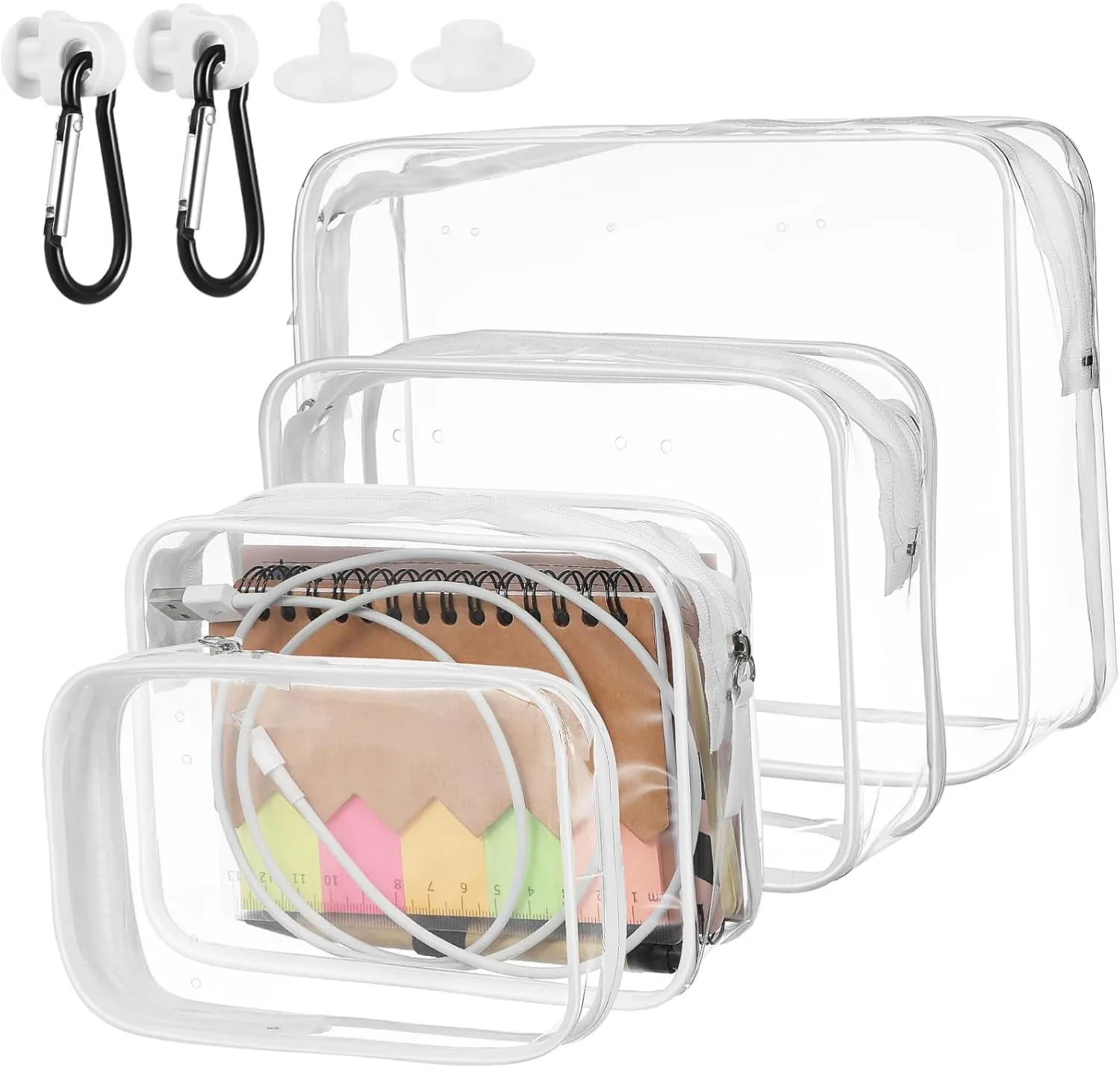 4 Pcs Clear Zipper Pouches Travel Makeup Beach Bag Lightweight Portable Storage Bags Multiple Easy Maintenance for Outdoor Sports Travel