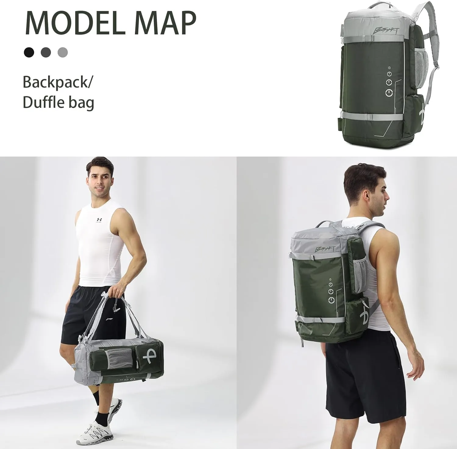 50L Extra Large Gym Backpack for Men, Big Gym Bag with Shoes Compartment, Waterproof Heavy Duty Duffel Bags, Men's Workout Backpacks for Outdoor Sport,Hiking,Camping,Travel