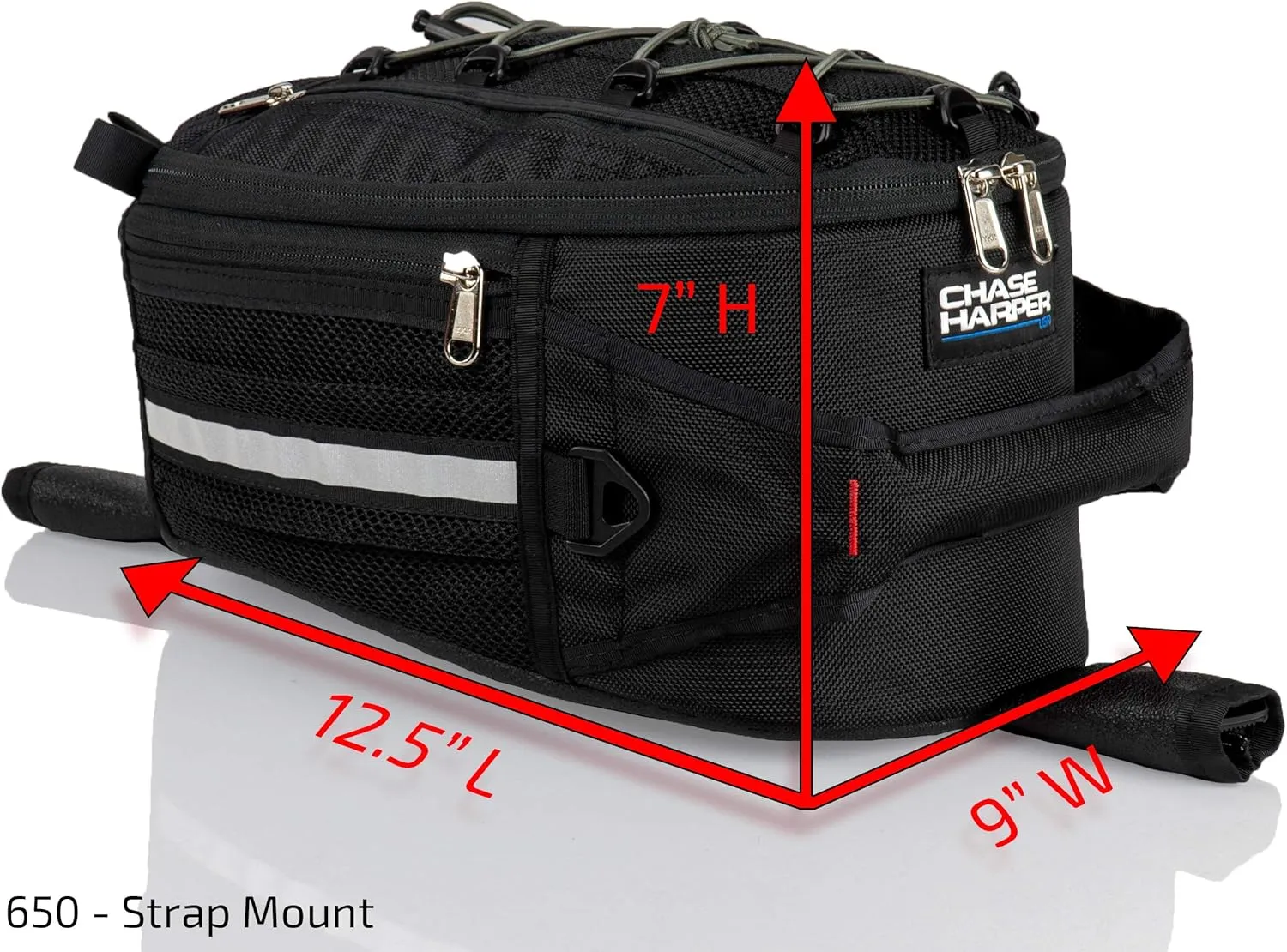 650S Strap Mount Tank Bag, Water-Resistant, Tear-Resistant, Industrial Grade Ballistic Nylon with Anti-Scratch Rubberized Polymer Bottom, Adjustable strap mounting