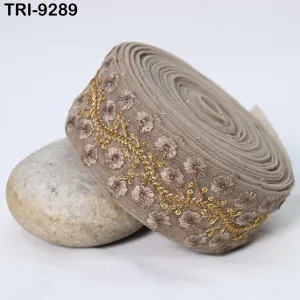 9 Yard Indian Ribbons 5cm Trims Saree Border DIY Crafting Sewing Embroidery Regency Reticules, Victorian Handbags, Clutches, Junk Journals