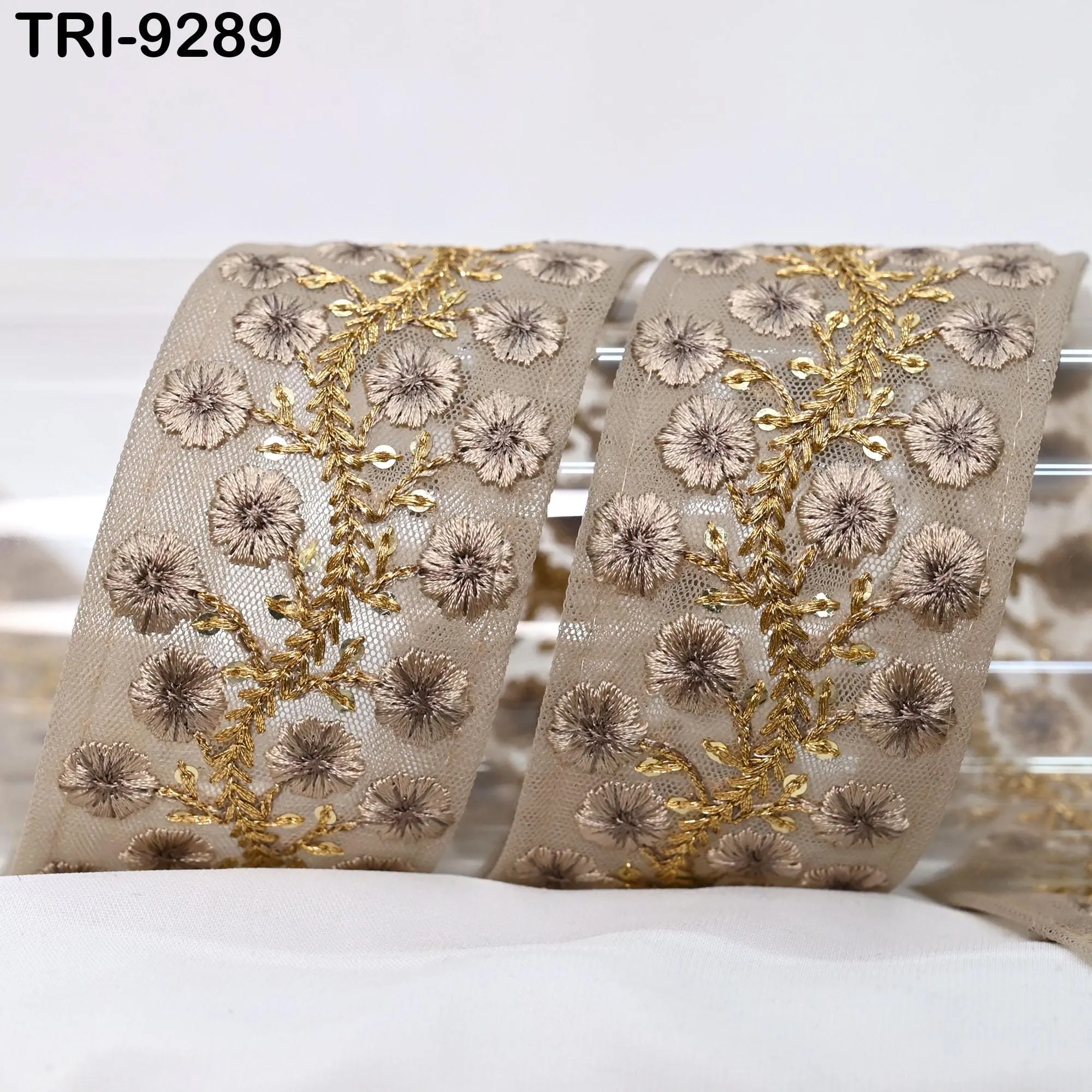 9 Yard Indian Ribbons 5cm Trims Saree Border DIY Crafting Sewing Embroidery Regency Reticules, Victorian Handbags, Clutches, Junk Journals
