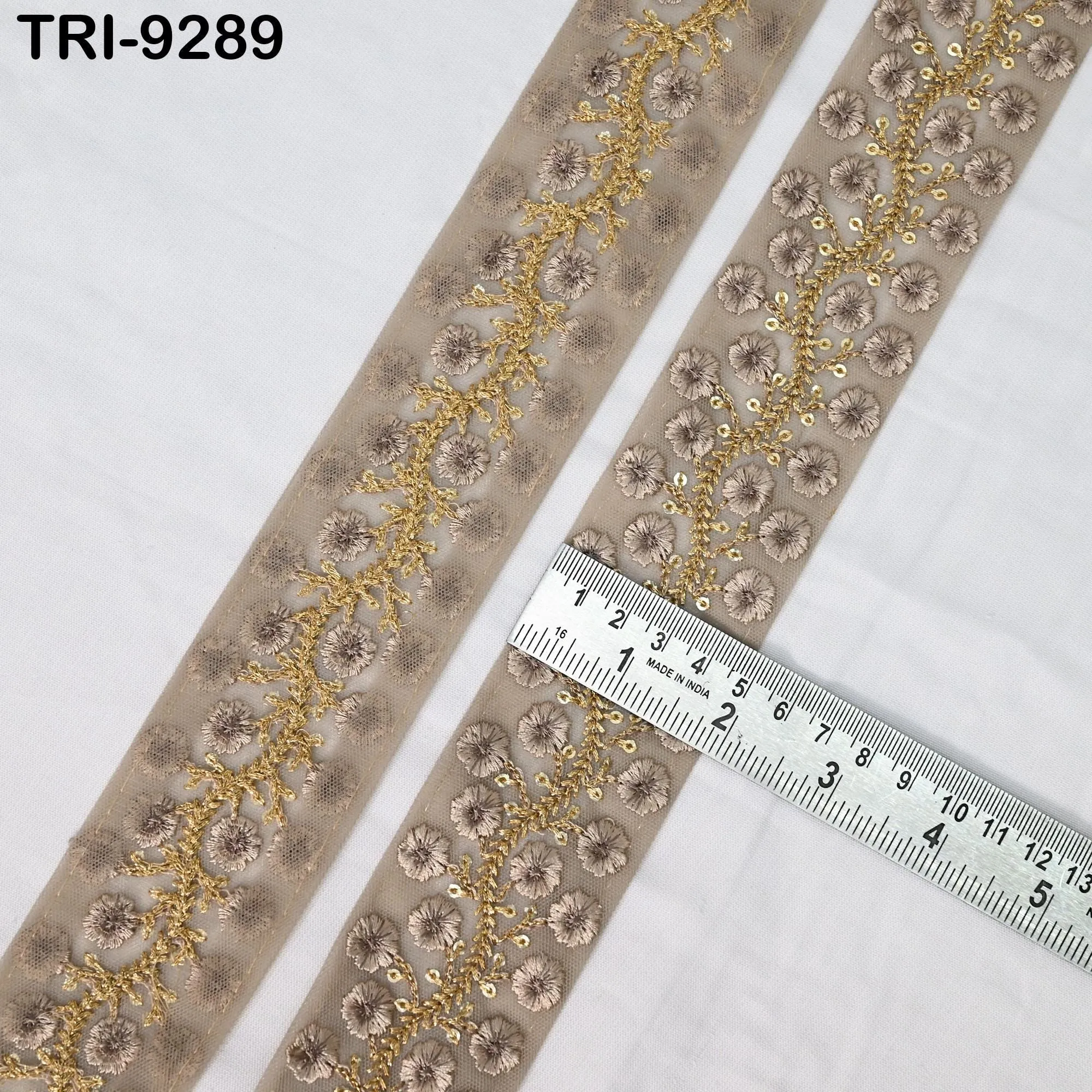 9 Yard Indian Ribbons 5cm Trims Saree Border DIY Crafting Sewing Embroidery Regency Reticules, Victorian Handbags, Clutches, Junk Journals