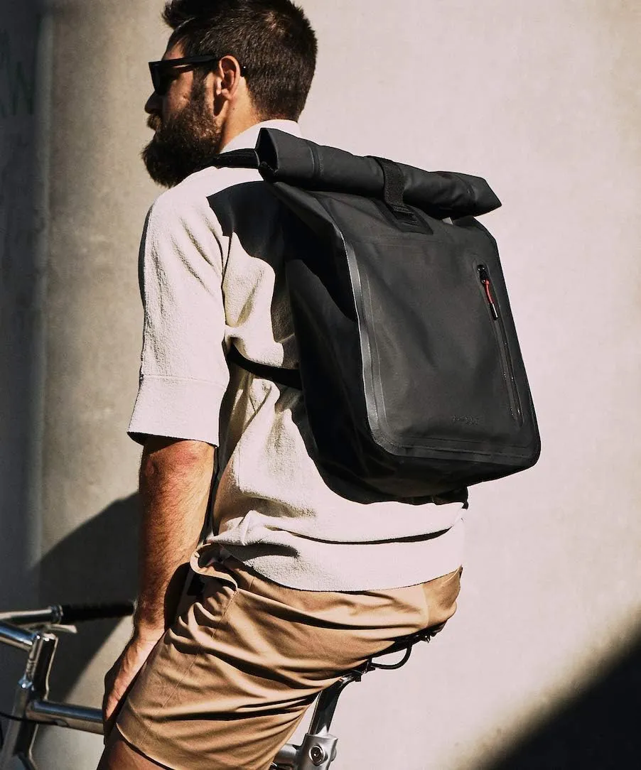 A-Lab Model A Waterproof Bicycle & Messenger Backpack Rolltop Daypack for Commuting and Traveling with 15.4'' Laptop Sleeve 26l in black